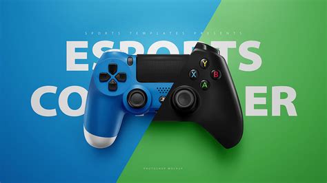 Playstation 4 And Xbox One Controller Psd Mockup Template On