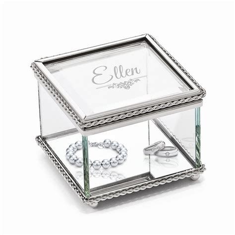 Personalized Glass Box Keepsake Jewelry Display Storage Engraved Gift