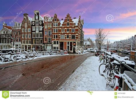 Snowy Amsterdam In The Netherlands In Winter Editorial Stock Photo