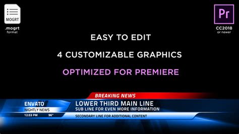 Premiere pro motion graphics templates give editors the power of ae. Broadcast News Lower Thirds | MOGRT for Premiere Pro by ...