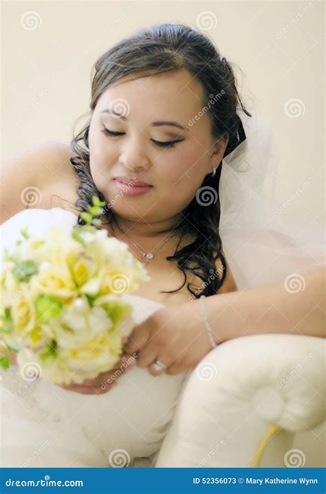 Shy Asian Bride Stock Image Image Of Cream Pure Asian 52356073