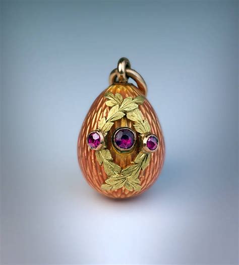 Antique Faberge Enamel Ruby Gold Egg Pendant At 1stdibs