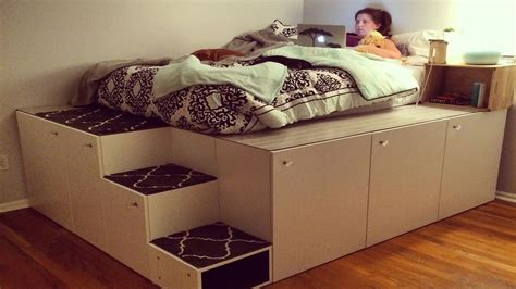 How To Build Your Own Diy Platform Bed Out Of Wall Cabinets Ikea