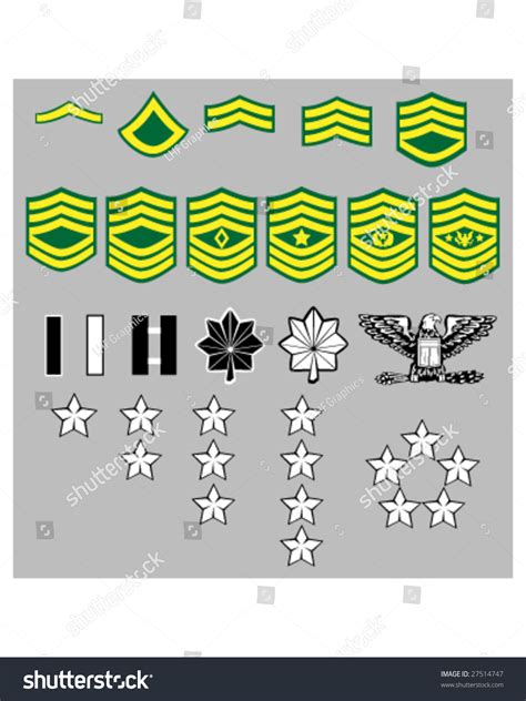 Us Army Rank Insignia Officers Enlisted Stock Vector 27514747