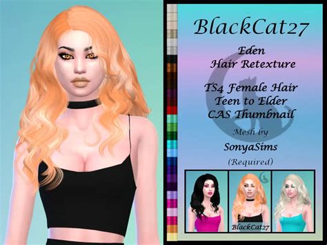 Sonyasims Eden Hair Retextured By Blackcat27 The Sims Resource Sims