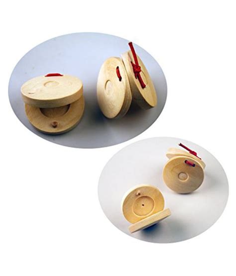 A Pair Wooden Castanets Wood Percussion Flamenco Musical Instrument