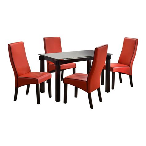 Pilaster Designs Eugene 5 Piece Rectangular Wood Dining Set In Red