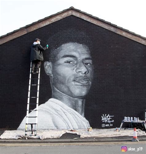 Local residents put messages of support on the plastic that covers offensive graffiti on the vandalised mural of manchester united striker and england player marcus rashford on the wall of a cafe on. Brilliant Marcus Rashford mural art appears in Manchester ...