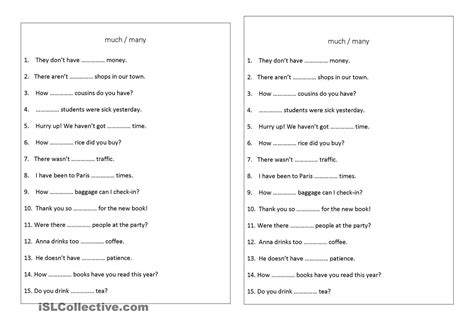 Muchmany Exercise English Worksheets For Kids Common Core Math