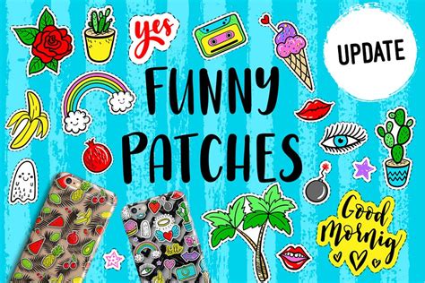 100 Funny Patches 36 Patterns Pre Designed Illustrator Graphics