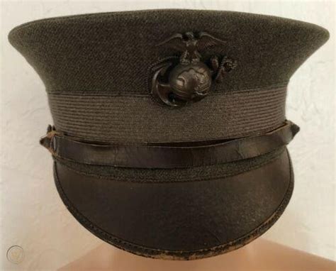 Wwi Usmc Officer Cover Bell Crown Hat Cap Field Service Marine Corps