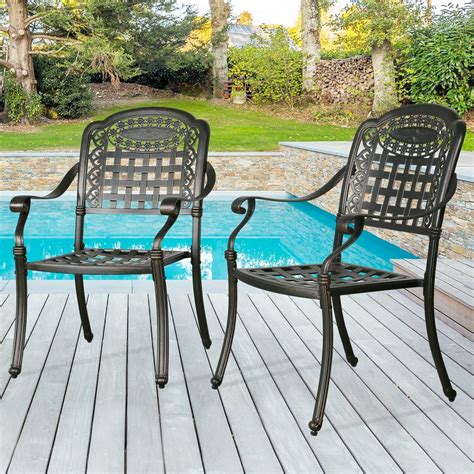 Ulax Furniture Outdoor Dining Chairs Cast Aluminum Patio Bistro Dining