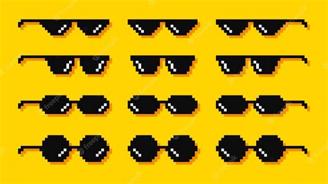 Premium Vector Pixel Glasses Meme Bandit Hit Points 8bit Video Game