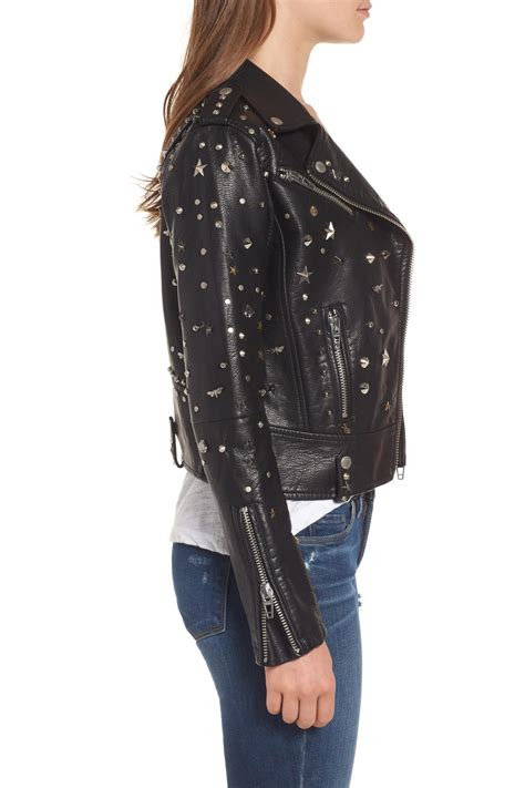 Blank Nyc Studded Faux Leather Moto Jacket In Black Lyst