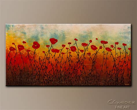 Red Flowers Abstract Art Paintings Red Flower Field