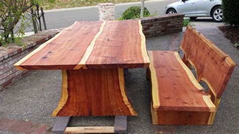 #coffeetable #liveedge #redwood #redwoodtable contracting custom custom woodwork custom woodworking dining entertainment home living room living space macikcwc woodworking. live edge redwood slab table with bench | Redwood slabs ...