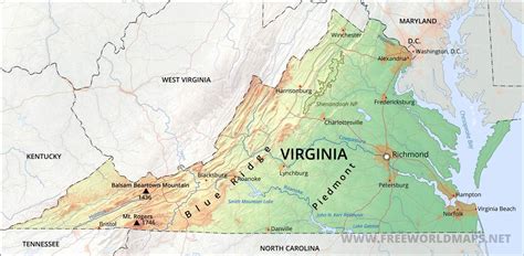 Geographical Map Of Virginia Detailed Map