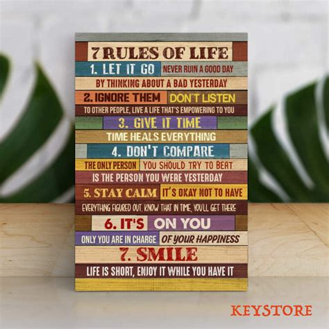 7 Rules Of Life Canvas Motivation Inspirational Full Gallery Etsy