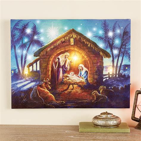 Nativity Scene Lighted Wall Canvas Art Collections Etc
