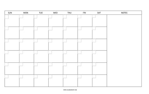 Blank Monthly Calendar Printable 5 Day Monthly Calendar