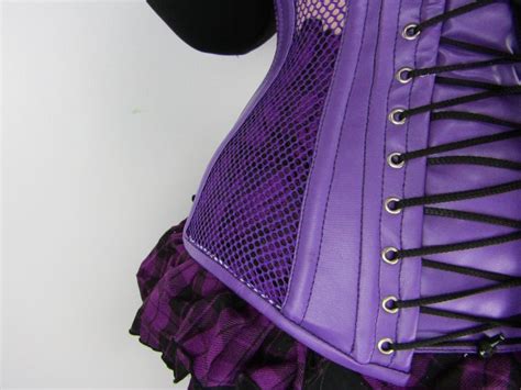 Custom Double Mesh And Leather Overbust Corset Dotty After Midnight