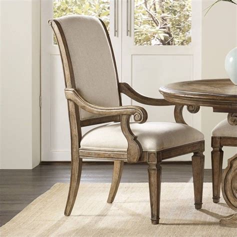 Hooker Furniture Solana Upholstered Arm Dining Chair In Light Oak