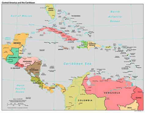 Large Scale Political Map Of Central America And The Carribean 1997