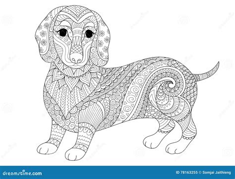 Zendoodle Design Of Dachshund Puppy For Adult Coloring Book And T Shirt