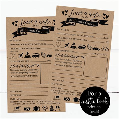 Printable Wedding Advice Cards Rustic Advice For The Bride Etsy Australia