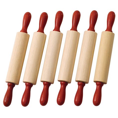 Colorations Natural Wood Rolling Pins Set Of 6 For Kids Arts