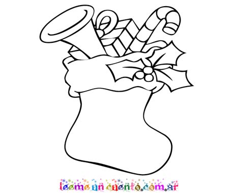 Dibujo de media con dulces para colorear. Imprimir Bota con dulces de