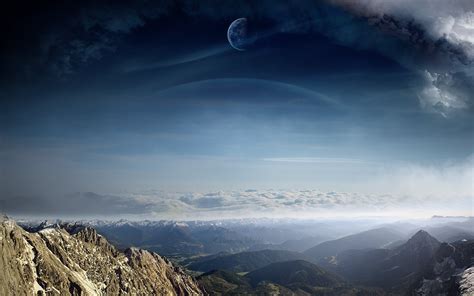 Art Planet Landscape Mountains A Dreamy World Clouds View
