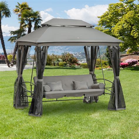 3 In 1 Patio Swing Chair Gazebo Canopy Daybed Hammock Outdoor Furniture