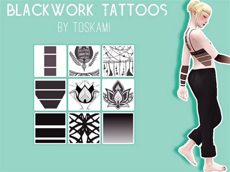 The Sims Resource Blackwork V1 Tattoos