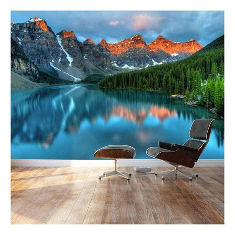 Wall26 Tranquil Mountain Lake Landscape Wall Mural Removable
