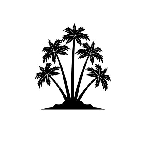 Pulau Dengan Desain Logo Vektor Siluet Pohon Kelapa Ikon Logo Ikon