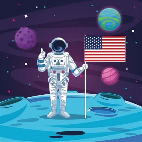 Astronaut In The Galaxy Cartoon 655039 Vector Art At Vecteezy