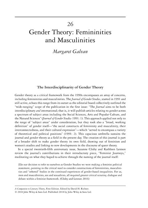 Article Gender Theory Femininities And Masculinities Margaret Galvan