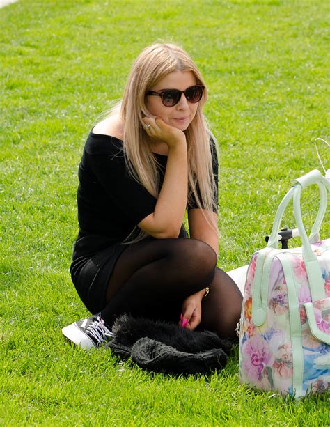 Hot Blonde In Short Dress And Black Semi Opaque Pantyhose Caught In A Park Woman In Pantyhose