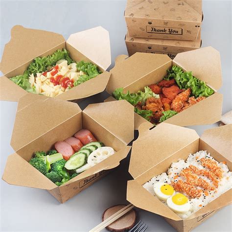 Kraft Paper Food Meal Box Food Container Lunch Breakfast Take Out Bowl
