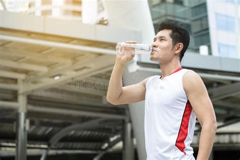 Man Drinking Water After Excercise Stock Image Image Of Water