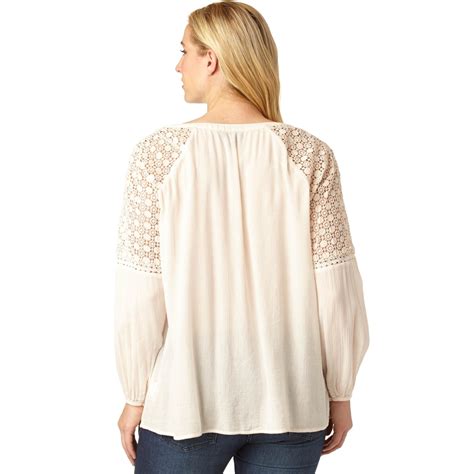 Jessica Simpson Plus Size Livia Lace Trim Peasant Top Tops Mother S