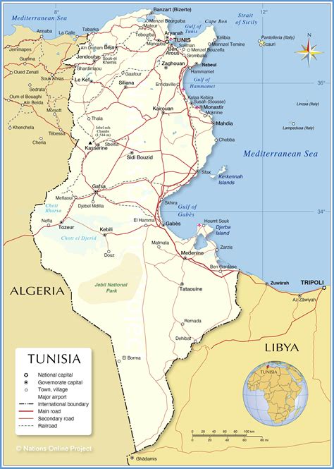 Political Map Of Tunisia Nations Online Project