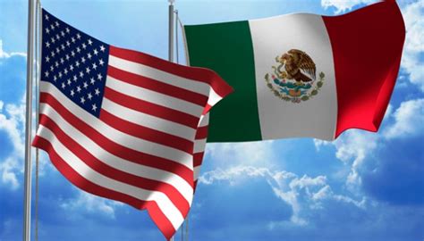 Dispute of border between texas (united states) and mexico in the southwest. Mexico and USA flag - Flag of México