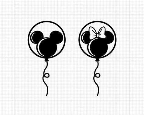 Balloons Mickey Minnie Mouse Bow Balloon Svg And Png Etsy
