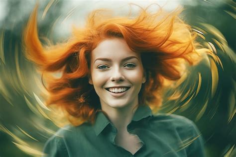 Premium Ai Image A Woman With Red Hair Is Smiling