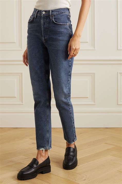 Agolde Riley Long High Rise Straight Leg Organic Jeans Net A Porter