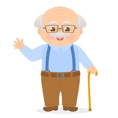 Happy Grandfather With Cane Welcoming Us 6096881 Vector Art At Vecteezy