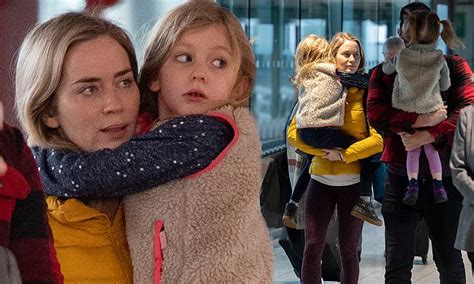 Emily Blunt And John Krasinski Jet Out Of London With Their Daughters Hazel And Violet Daily