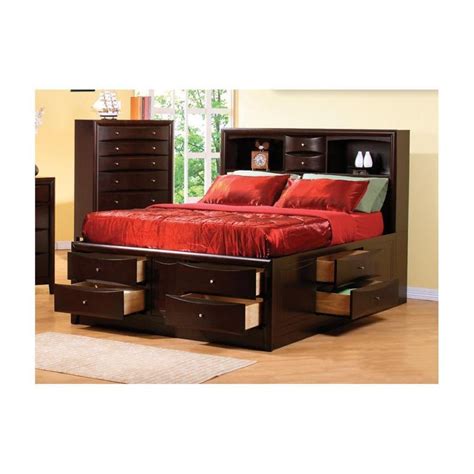 Phoenix Contemporary Queen Bookcase Bed With Underbed Storage Drawers